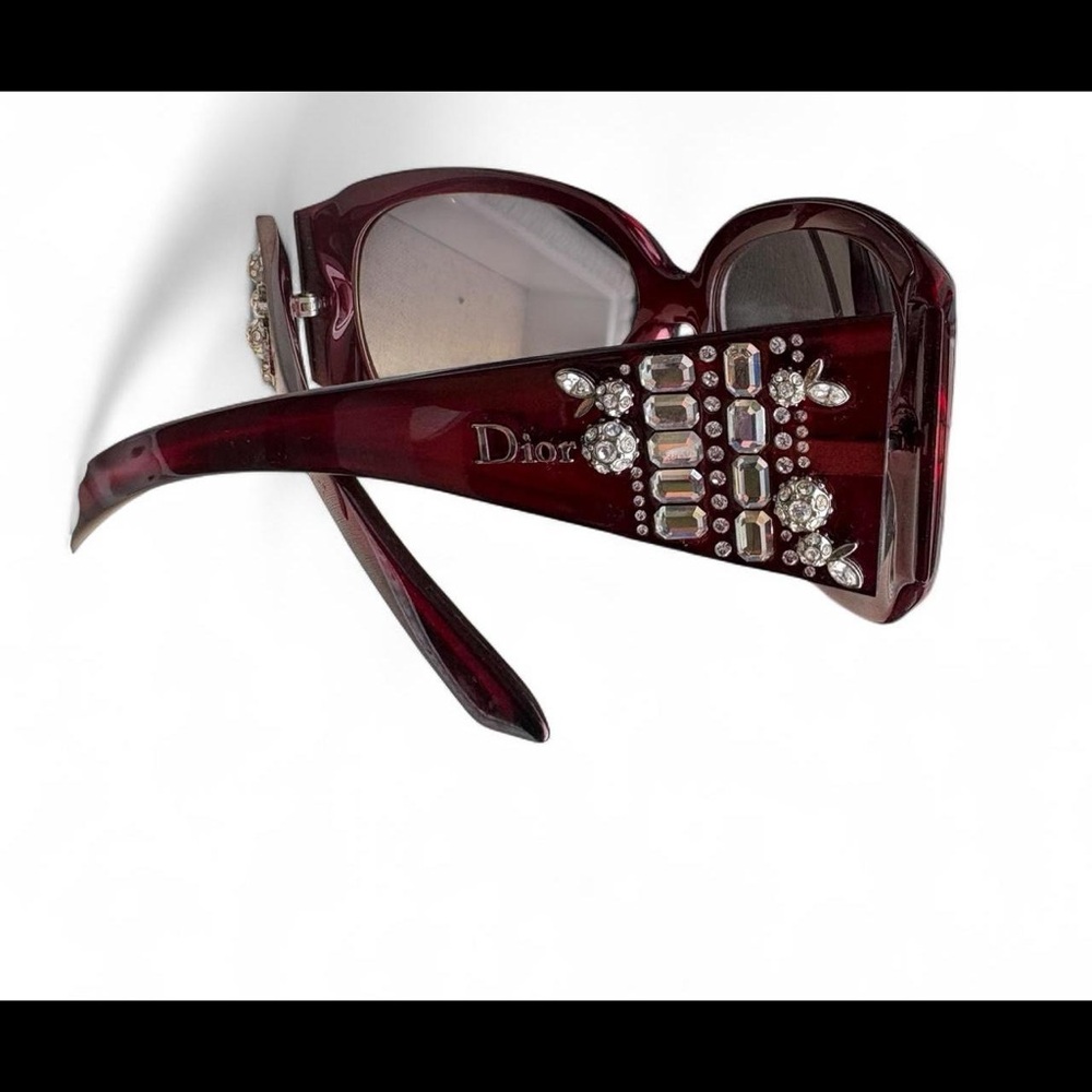 Dior Deep Red Sunglasses with Sparkling Embellishments - Picture 4 of 6